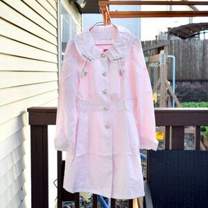 Pink Flora Bow Cotton Trench Coat - a. YiLian 阿依莲 Lolita Style